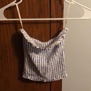Blue and white striped tube top